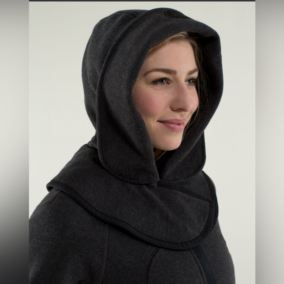 Lululemon Women’s Scuba Hoodie Detachable Hood 10 Heathered Black cotton fleece - Picture 4 of 15